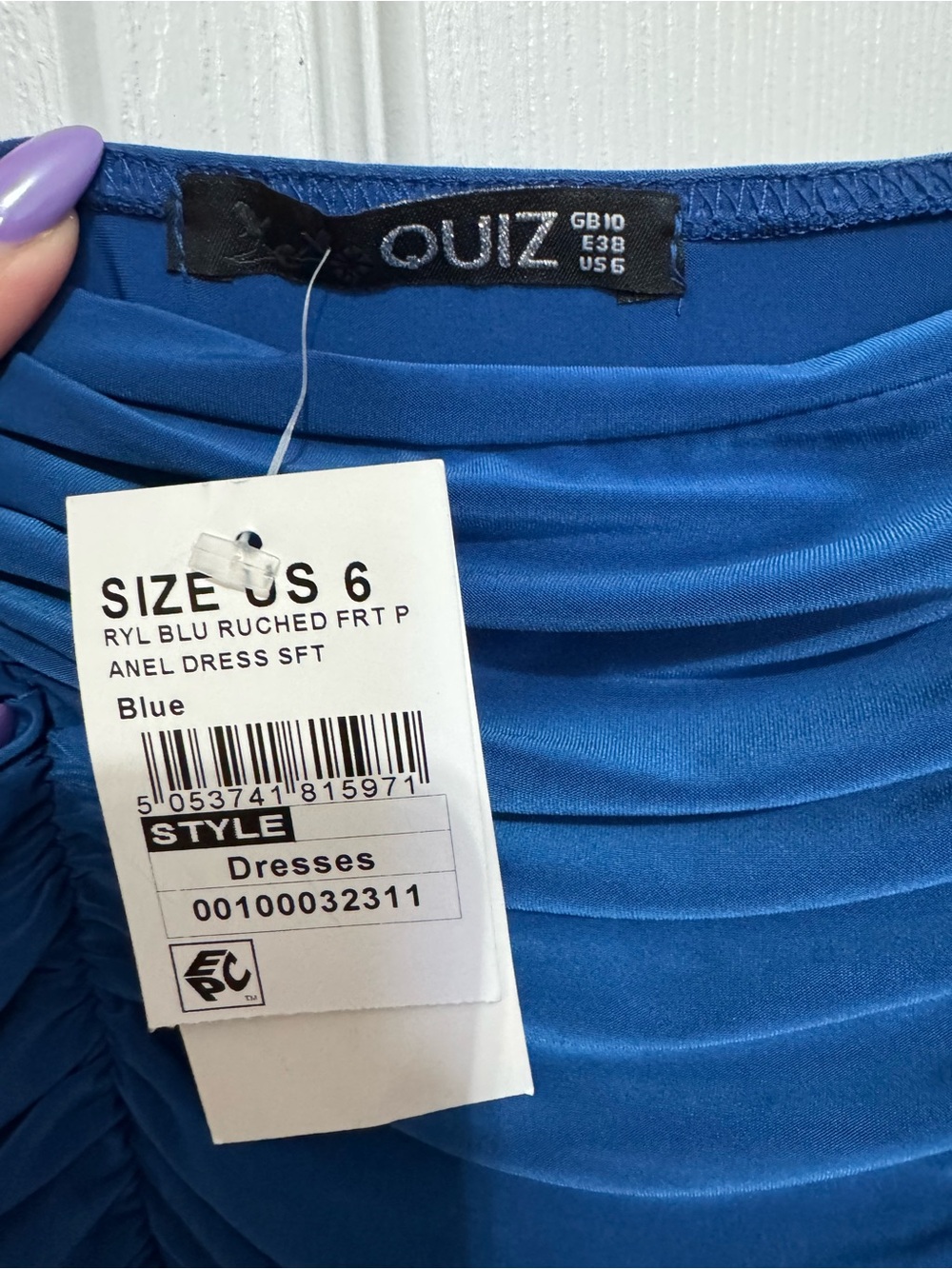 Blue Ruched Slip Dress - Picture 2 of 3